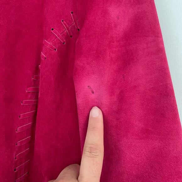 Vintage Nancy Bolen Dark Pink Suede Leather Jacket Women's Size Large - Picture 3 of 7